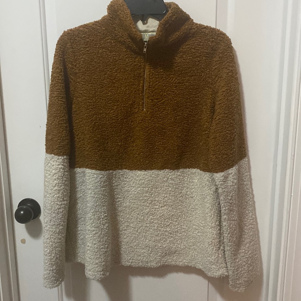 Callie Mac Cream & Camel Quarter Zip